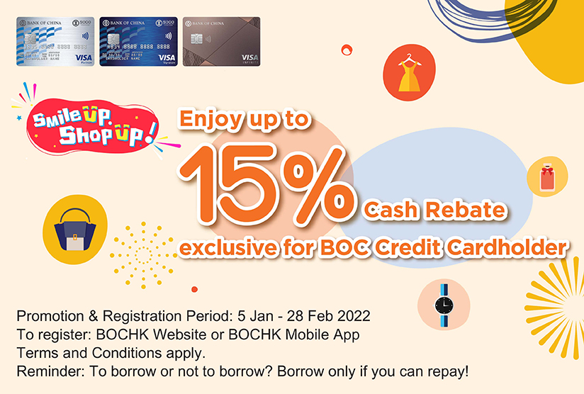 Enjoy up to 15% Cash Rebate at SOGO with BOC Credit Cards